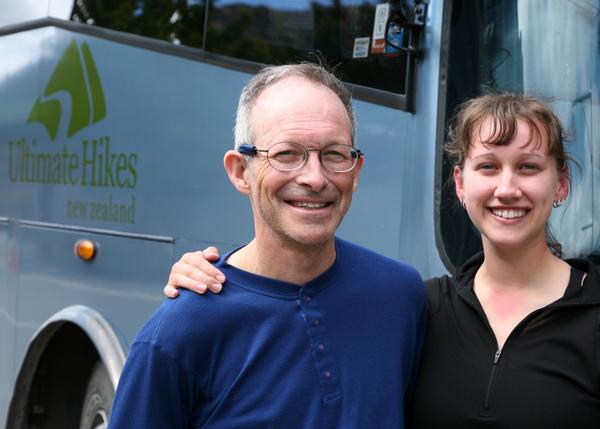 Bruce Richards with daughter Kiri Richards at the conclusion of their Routeburn trip in January of this year.